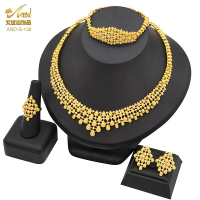 Dubai 24K Gold Plated 4Pcs Necklace Set