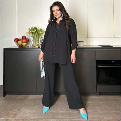 Dubai Cheri  Buttons Shirt  And Pant -Black