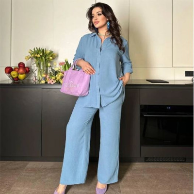 Dubai Cheri Buttons Shirt And Pant-Solid Color