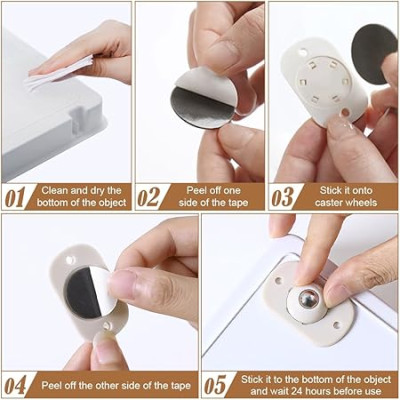 4PCS/Set Adhesive Pully Castor Ball Transfer Unit for Storage Box, Trolley, Chair, Universal Furniture